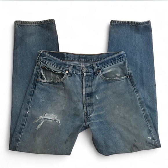 Levi's Other - 💚 Vintage Levi’s 501xx Blue Distressed Jeans (W32 L33) (27)